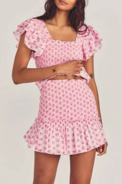 LoveShackFancy Roux Mini Skirt - PINK DIVINE Skirts