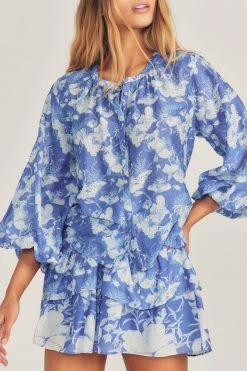 LoveShackFancy Renate Blouse - BLUE MINERAL