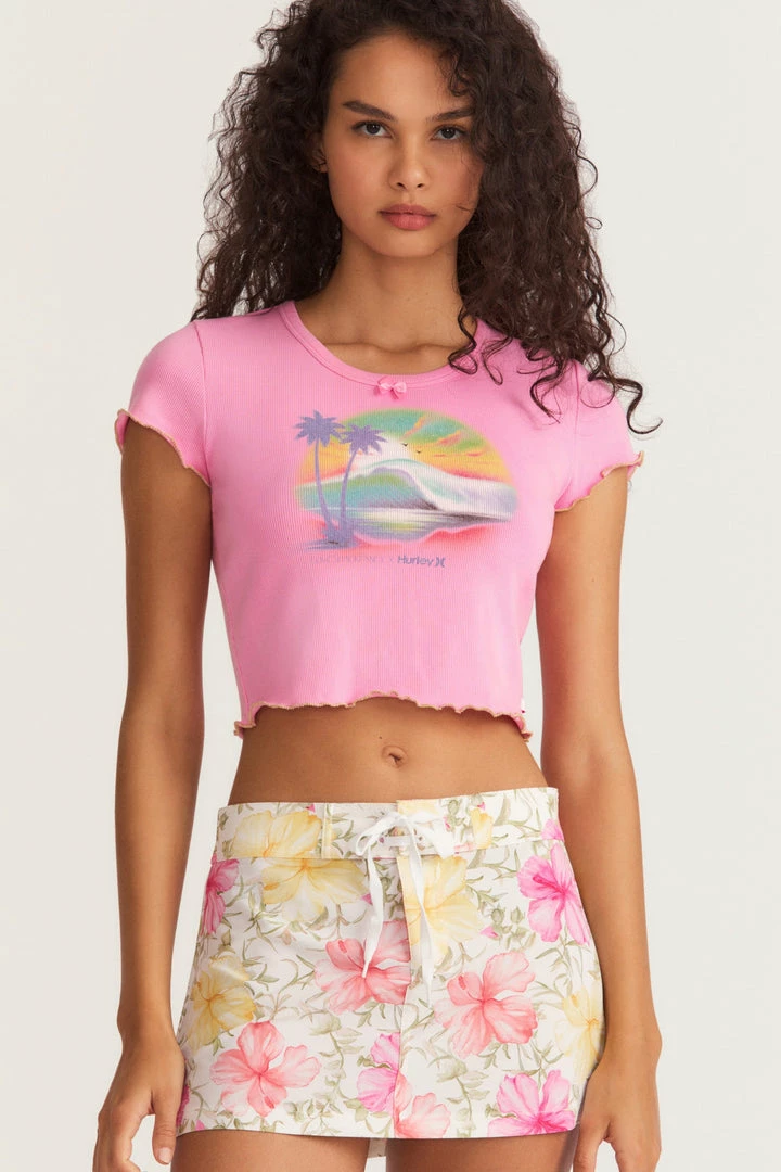 LSF Tops LoveShackFancy X Hurley Cropped Rib Tee - BEGONIA PINK