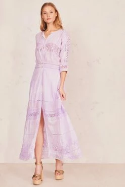 LoveShackFancy Dresses Beth Dress - VIOLET SPLASH HAND DYE