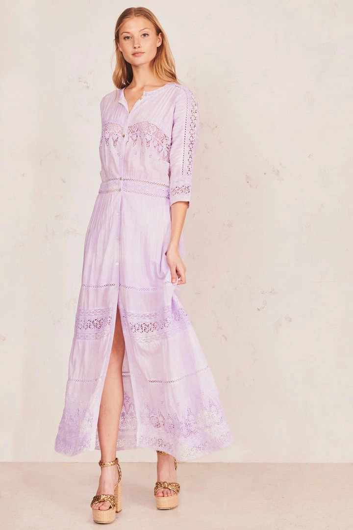 LoveShackFancy Dresses Beth Dress - VIOLET SPLASH HAND DYE