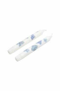 LoveShackFancy Home Decor Blue Hydrangea Candlestick Set