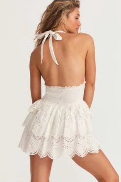 LoveShackFancy Deanna Halter Mini Dress