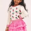 LoveShackFancy Girls Billie Skirt - HOT PINK CHERRY