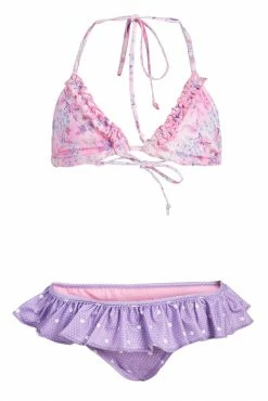 LoveShackFancy Girls Mini Harbor Bikini Set - PURPLE PANSY MULTI Little Girls