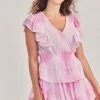 LoveShackFancy Gwen Mini Dress - PEONY PINK