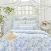 LoveShackFancy Bedding Palm Beach Rose Duvet Cover And Sham Set - SLATE BLUE DREAM