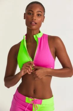 LSF Swim LoveShackFancy X Hurley High Neck Zipper Bikini Top