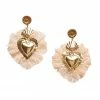 LSF LoveShackFancy X Lova Gold Heart Beige Lace Fringe Earrings