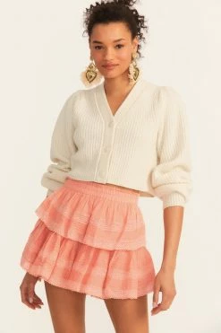 LoveShackFancy Skirts Ruffle Mini Skirt - PEACH BLOSSOM