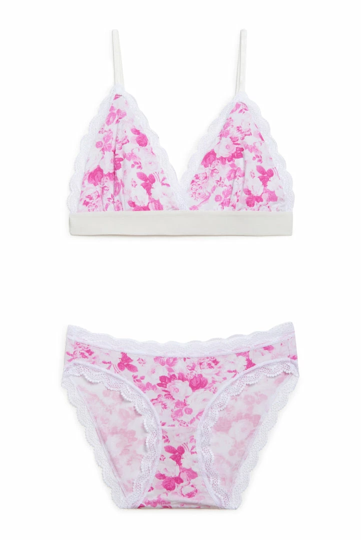 LSF New Arrivals Palm Beach Rose Bralette And Knicker Set