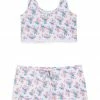 LSF New Arrivals Cabbage Rose Bow Lace Crop Top And Short Set