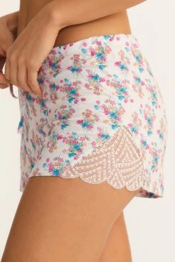 LSF New Arrivals Cabbage Rose Bow Lace Crop Top And Short Set