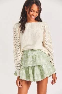 LoveShackFancy Rosie Pullover Sweater - SNOW