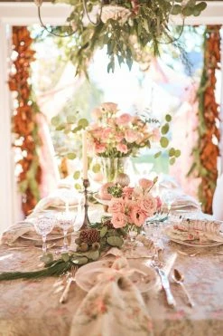 LoveShackFancy Linen Tablecloth Tablescape